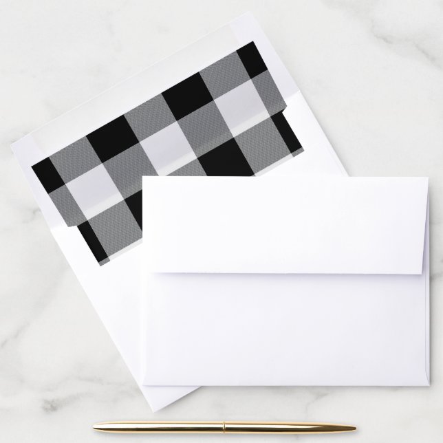 Rustic Black White Buffalo Check Plaid Pattern Envelope Liner (Desk)