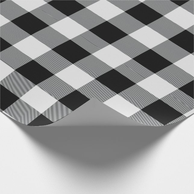 Rustic Black White Buffalo Check Wrapping Paper (Corner)
