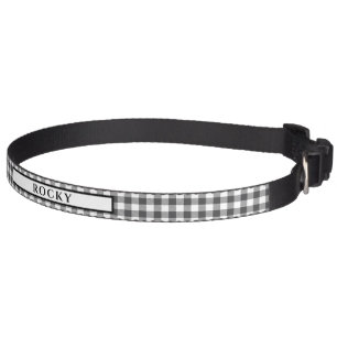 Rustic Black & White Buffalo Lumberjack Plaid Pet Collar
