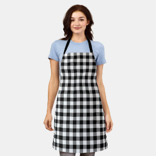 Rustic Black White Buffalo Plaid Pattern Apron