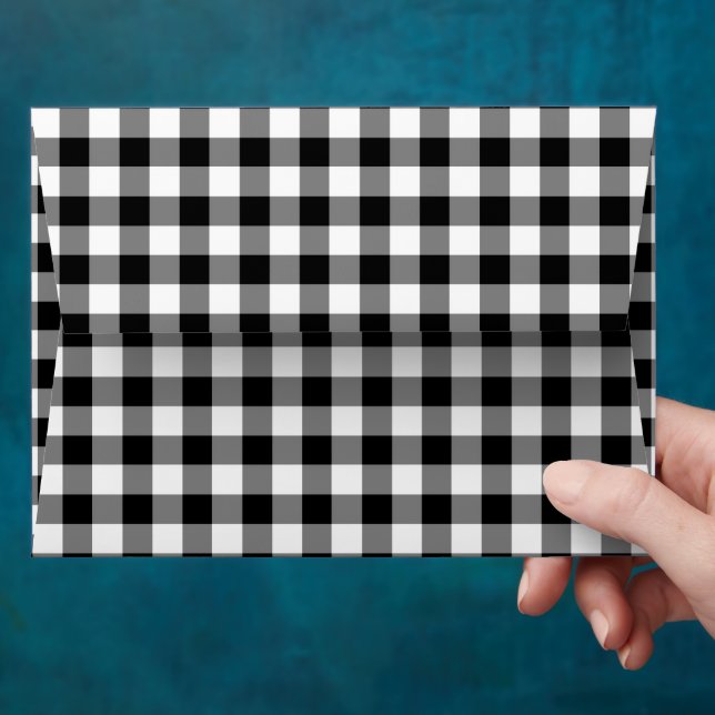 Rustic Black White Checkered Gingham Pattern Envelope (Hand)