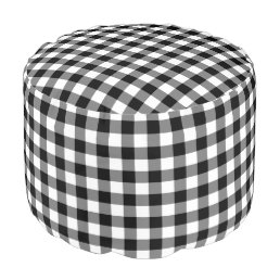 Rustic Black White Gingham Pattern Pouf