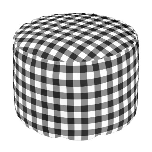 Rustic Black White Gingham Pattern Pouf