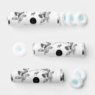 Rustic Black White Holiday Business Logo Christmas Breath Savers® Mints