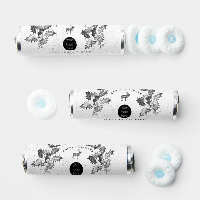 Rustic Black White Holiday Business Logo Christmas Breath Savers® Mints (Assorted)