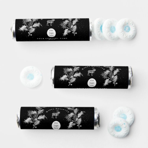 Rustic Black White Holiday Business Logo Christmas Breath Savers Mints