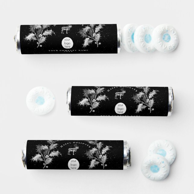 Rustic Black White Holiday Business Logo Christmas Breath Savers® Mints (Assorted)