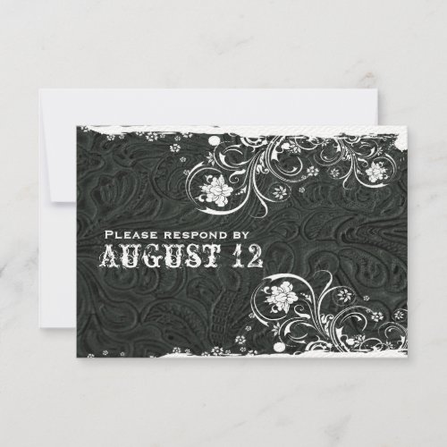 Rustic Black White Leather RSVP