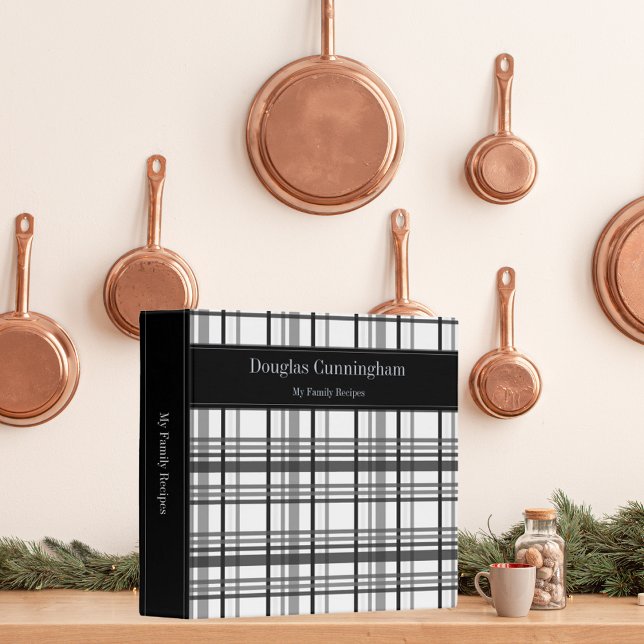 Rustic Black & White Plaid Family Recipes 3 Ring Binder (Creator Uploaded)