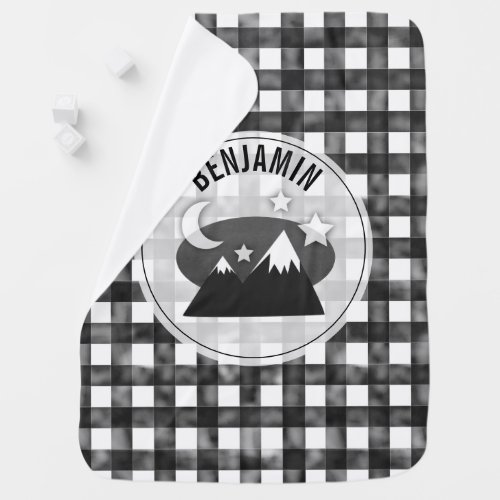 Rustic Black  White Plaid Mountains Baby Baby Blanket