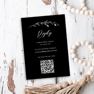 Rustic Black Wildflower Online QR Code Wedding RSVP Card