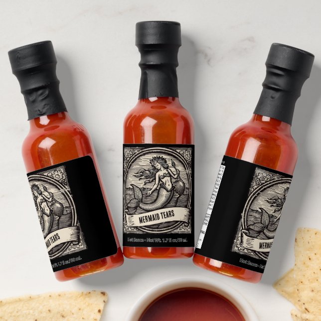 Rustic Black Witch Pantry Gothic Mermaid Hot Sauces (Laydown)