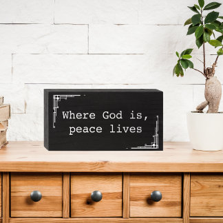 Rustic Black Wood God Quote White Frame Wooden Box Sign