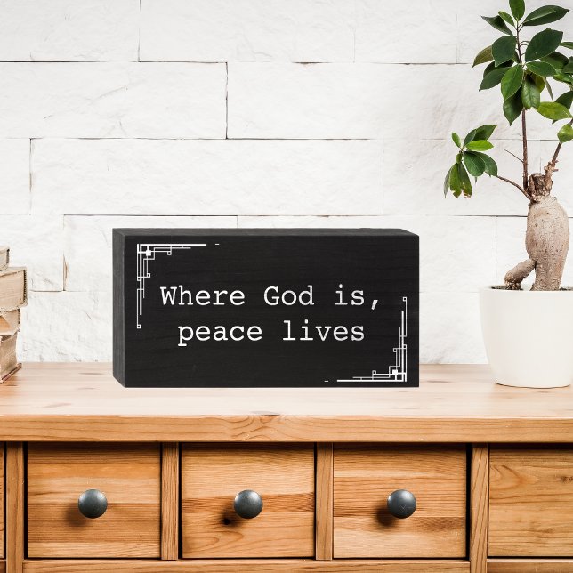Rustic Black Wood God Quote White Frame Wooden Box Sign (Creator Uploaded)
