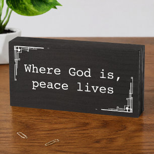 Rustic Black Wood God Quote White Frame Wooden Box Sign