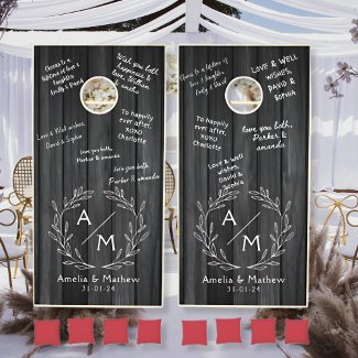 Rustic Black Wood Monogrammed Initials Wedding