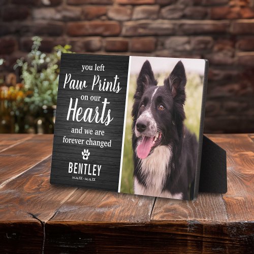 Rustic Black Wood Pet Memorial  Photo Keepsake Plaque