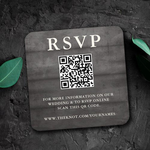 Rustic Black Wood RSVP QR Code Enclosure Card