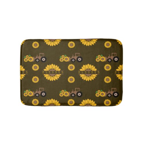 Rustic Blessed Sunflower  Tractor Bath Mat