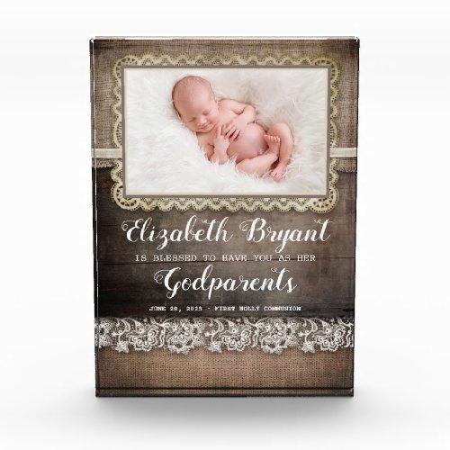 Rustic Blessed To Have You Godparents Photo Gift