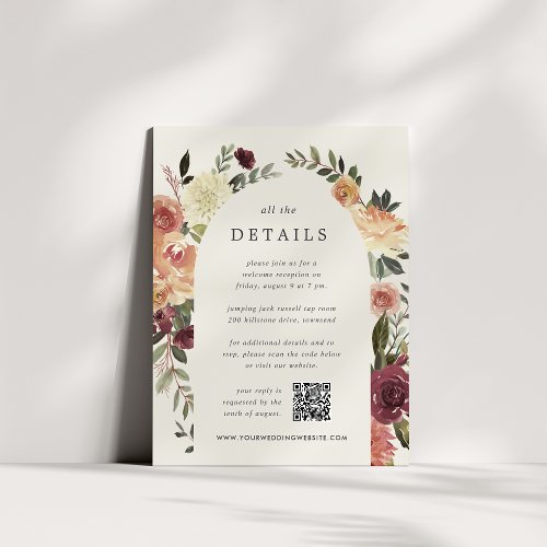 Rustic Bloom All_in_One Wedding Details Enclosure Card