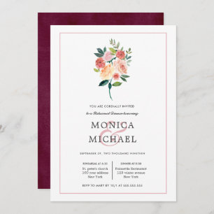 Rustic Bloom Autumn Flowers Rehearsal Dinner Invitation