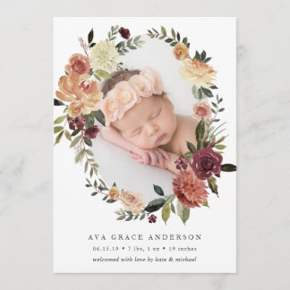 Rustic Bloom Birth Announcement