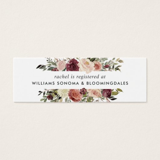 Rustic Bloom Bridal Registry Insert Cards | Mini (Front)