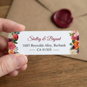 Rustic Bloom Burgundy Red Orange Floral Label