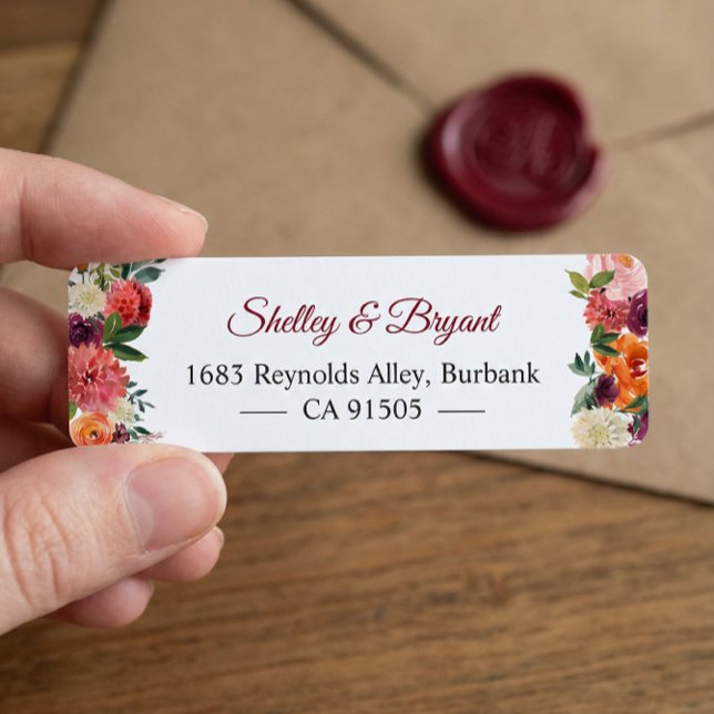 Rustic Bloom Burgundy Red Orange Floral Label (Creator Uploaded)
