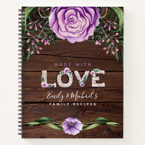 Rustic Bloom Custom Recipe Journal Wedding Gift