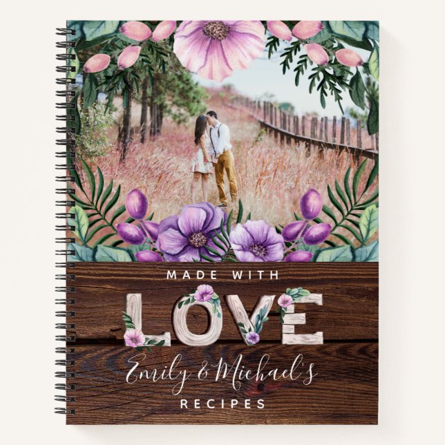 Rustic Bloom Custom Recipe Journal Wedding Gift (Front)