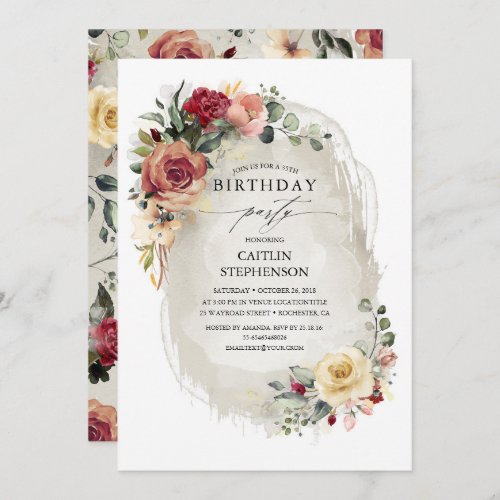 Rustic Bloom Elegant Birthday Invitations