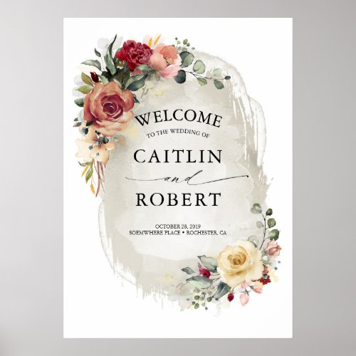 Rustic Bloom Elegant Fall Wedding Poster
