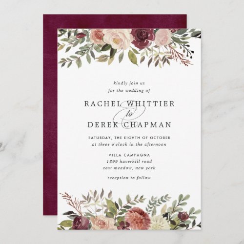 Rustic Bloom Elegant Watercolor Floral Wedding Invitation