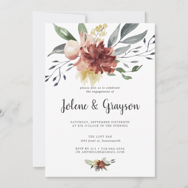 Rustic Bloom | Engagement Party Invitation (Front)