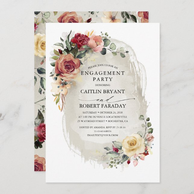Rustic Bloom Fall Engagement Party Invitation (Front/Back)