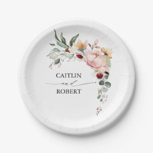 Rustic Bloom Fall Wedding Paper Plates
