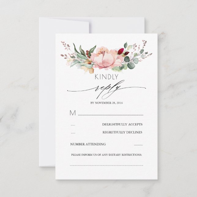 Rustic Bloom Fall Wedding RSVP Card (Front)