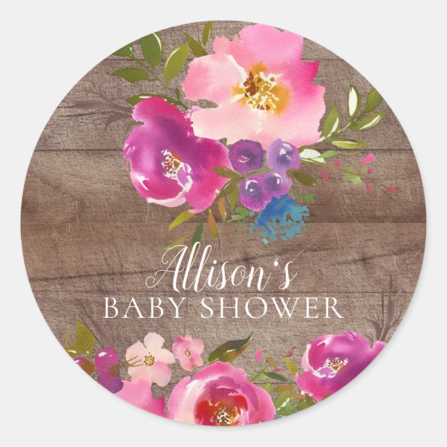 Rustic Bloom Floral Baby Shower Envelope Seal (Front)