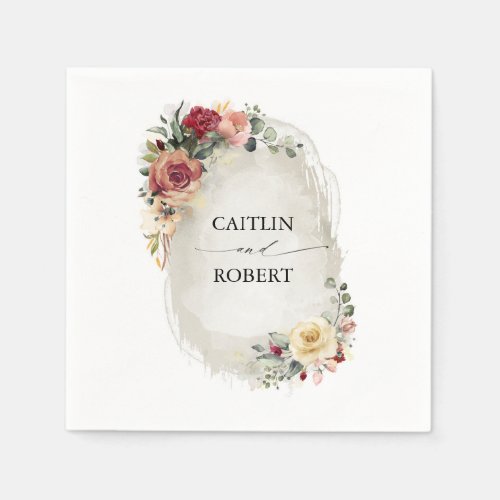 Rustic Bloom Floral Fall Wedding Napkins