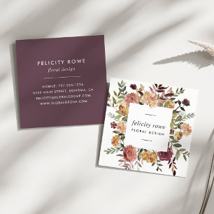 Rustic Bloom Floral Frame Square Business Card