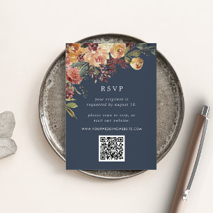Rustic Bloom Floral QR Code Wedding RSVP Enclosure Card