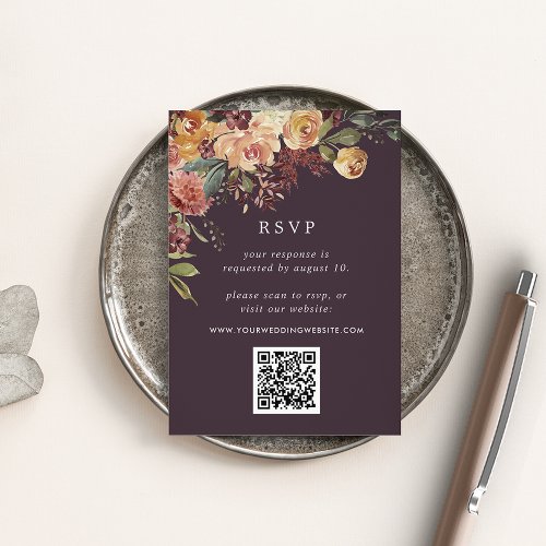 Rustic Bloom Floral QR Code Wedding RSVP Enclosure Card