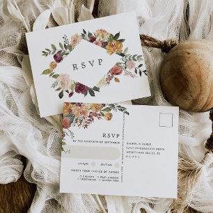 Rustic Bloom Floral Wedding Meal Choice RSVP Postcard