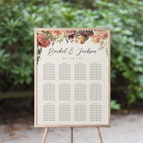 Rustic Bloom Floral Wedding Seating Chart