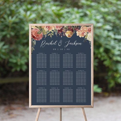 Rustic Bloom Floral Wedding Seating Chart