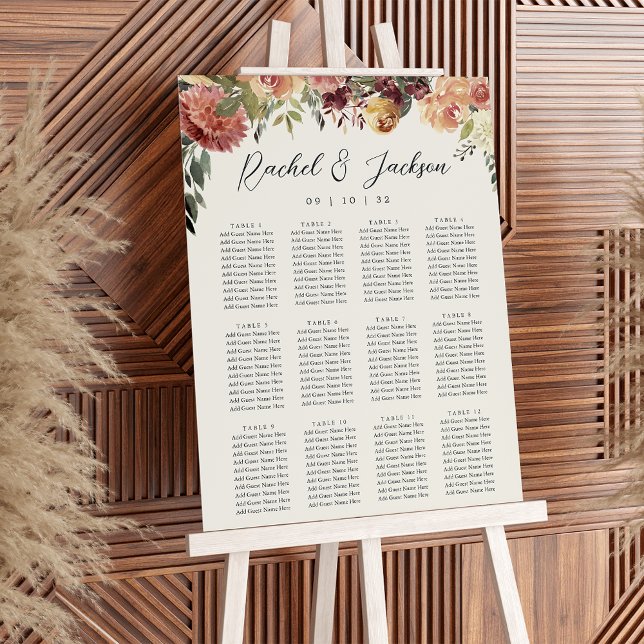 Rustic Bloom Floral Wedding Seating Chart Foam Board (Creator Uploaded)