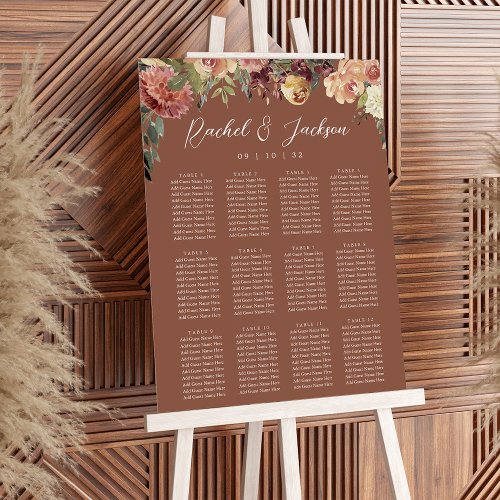 Rustic Bloom Floral Wedding Seating Chart Foam Board