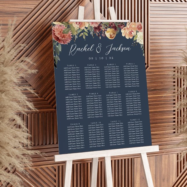 Rustic Bloom Floral Wedding Seating Chart Foam Board (Creator Uploaded)